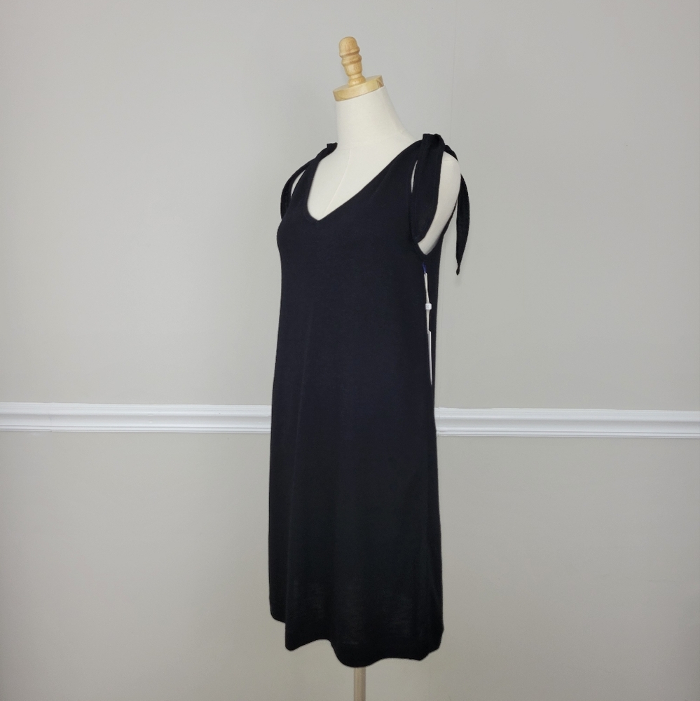 C-A-S-L-O-N Black Slub Terry Sleeveles Deep V Neck Fit Size XS